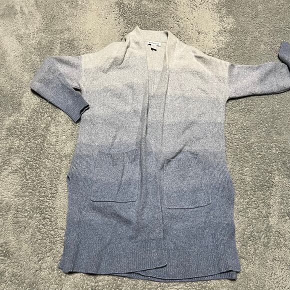 Athleta Sweater Womens XS Blue Ombre Spirit Wool Cashmere Open Front Cardigan ** - Picture 1 of 10